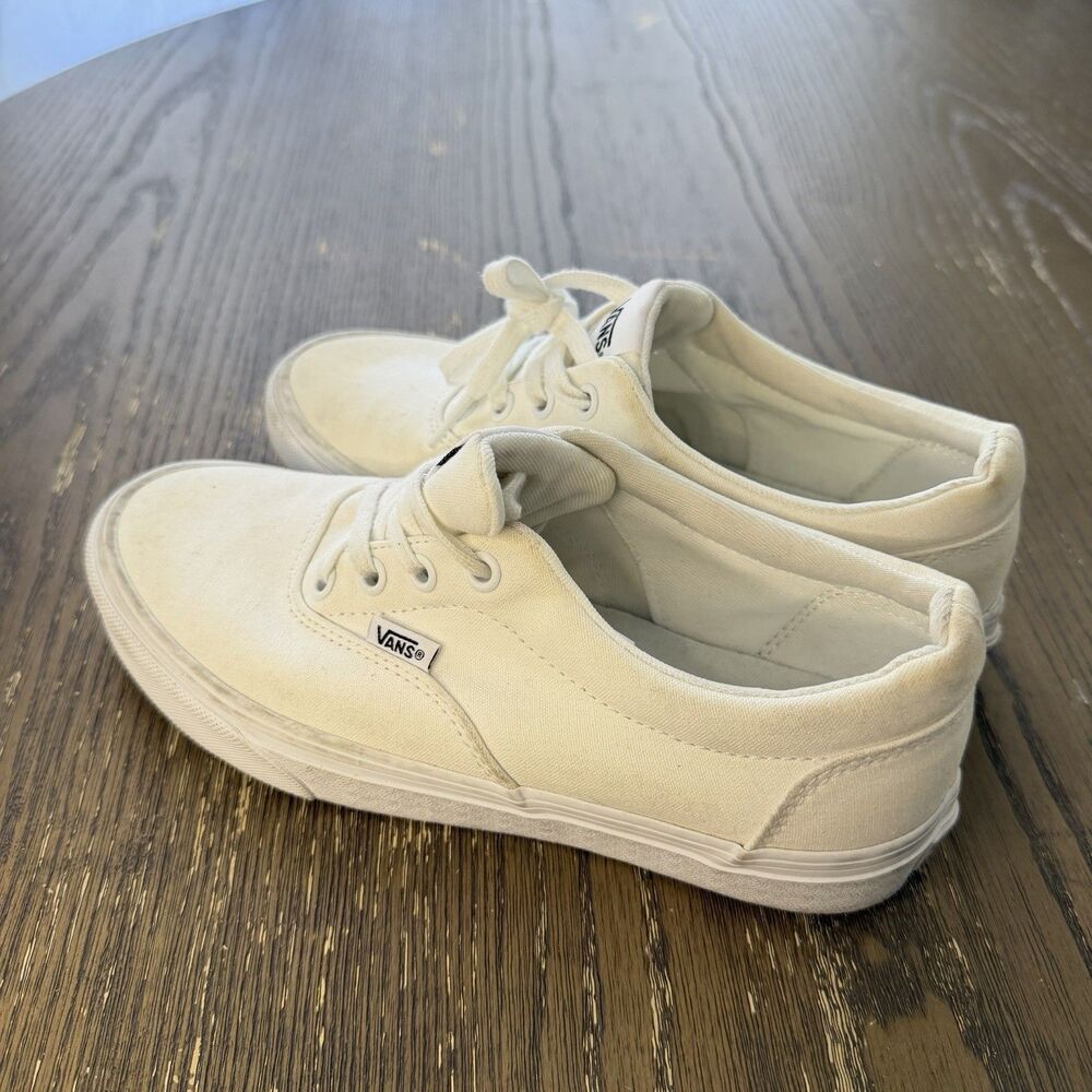 Vans Doheny Triple White Sneakers Lace Up Skateboard Shoes Women Sz 7 Low 508731